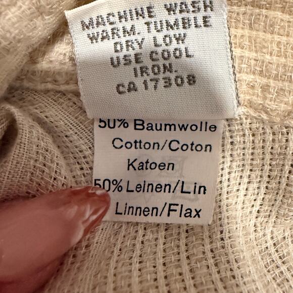 Haupt Men Cotton Linen Short Sleeve Button Shirt XL Beige Textured Resort Casual - Picture 6 of 8